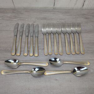 Lot of 17 Pieces SOLIGEN GERMANY 18/10 Stainless & GOLD Accent Flatware